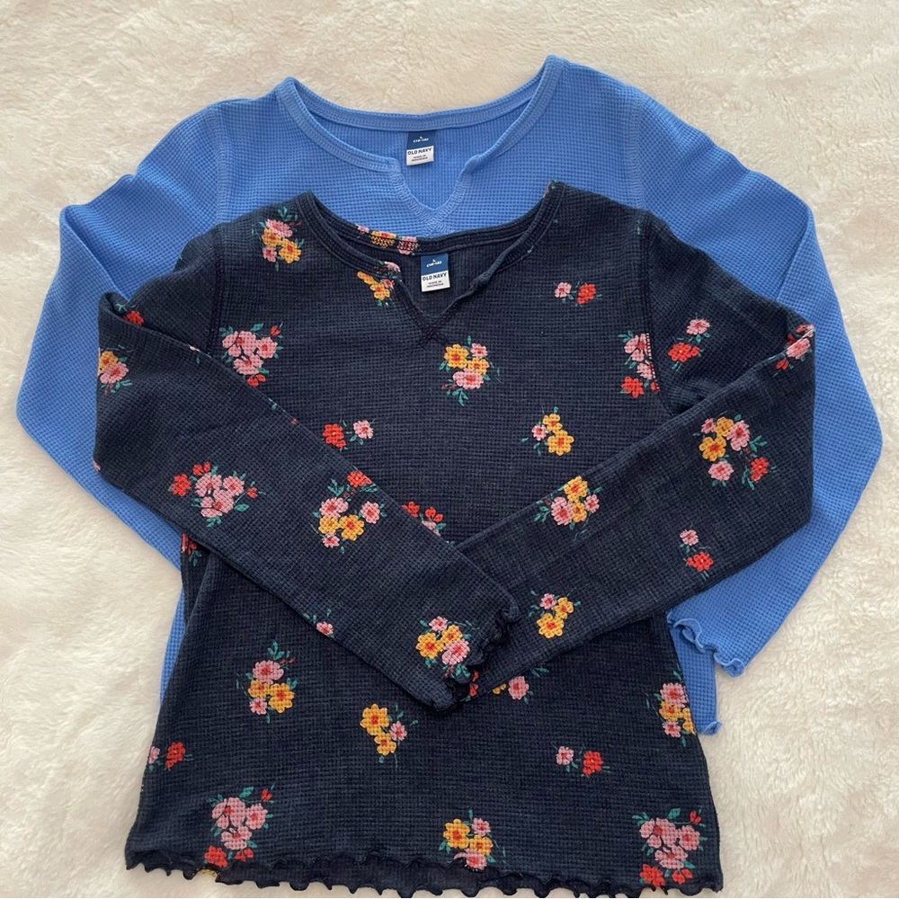 Girls Long Sleeve Old Navy Thermal Shirt 2 Pack - size Large (10-12)